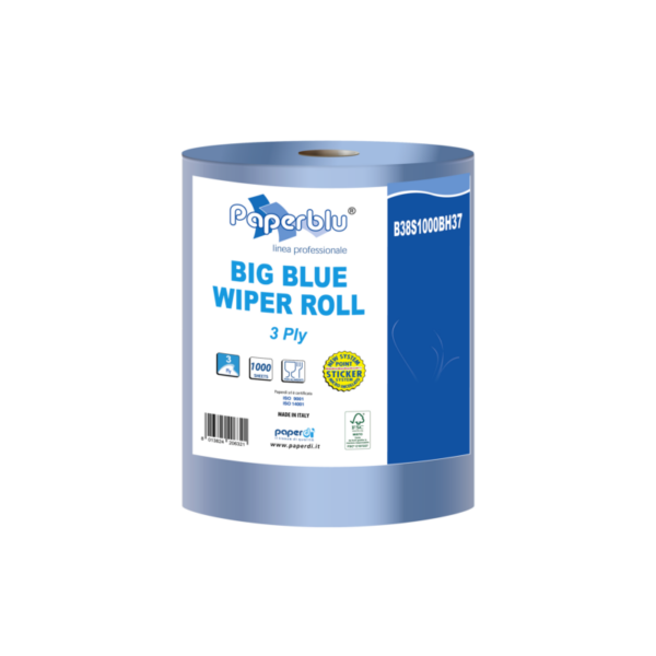 Industriālais papīra dvielis ruļļos PAPER DI XL Zils , 3 slāņi, 340 m, perforēts, 1 rullis/iepak