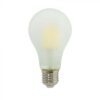E27 6W(660Lm) LED Spuldze Filament matēta, A60, V-TAC, silti balta gaisma 2700K