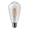 E27 4W(350Lm) LED Spuldze Filament, V-TAC, dimmējama, silti balta gaisma 2700K