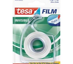 Līmlente Tesafilm® Invisible, caurspīdīga 33m x 19mm + 1 turētājs, Uzkopšanas līdzekļi, higiēnas preces, biroja preces, elektropreces.