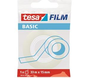 Līmlente TESAfilm Basic, caurspīdīga, 33m x 15 mm, Uzkopšanas līdzekļi, higiēnas preces, biroja preces, elektropreces.