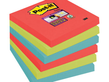 Līmlapiņas POST-IT BORA BORA Super Sticky, 76x76 mm, 6x100l., asorti krāsās