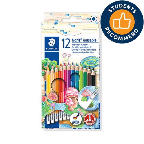 Krāsainie zīmuļi ar dzēšgumiju STAEDTLER NORIS CLUB ERASABLE 12 krāsas