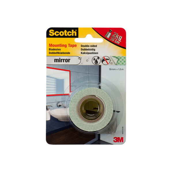 Līmlente 3M Scotch (40031915) abpusēja, montažas, spoguļiem 19mm x 1.5m