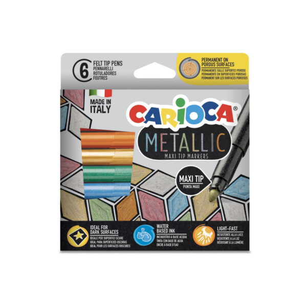 Flomasteri CARIOCA Metallic MaxiMarkers Box 6gab