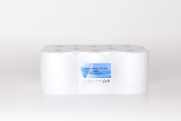 Papīra dvielis ruļļos Clean T-MATIC celuloze,2 slāņi, 130 m, 6 ruļļi/iepak.