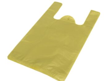 Maisi ar rokturiem 25 + 12 x 45cm, 12my, dzelteni, HDPE, iepakojumā 100 gab.