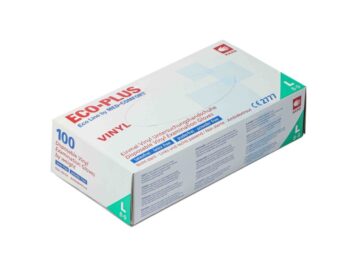 Cimdi Vinila balti L Eco Plus (100 gab.) bez pūdera