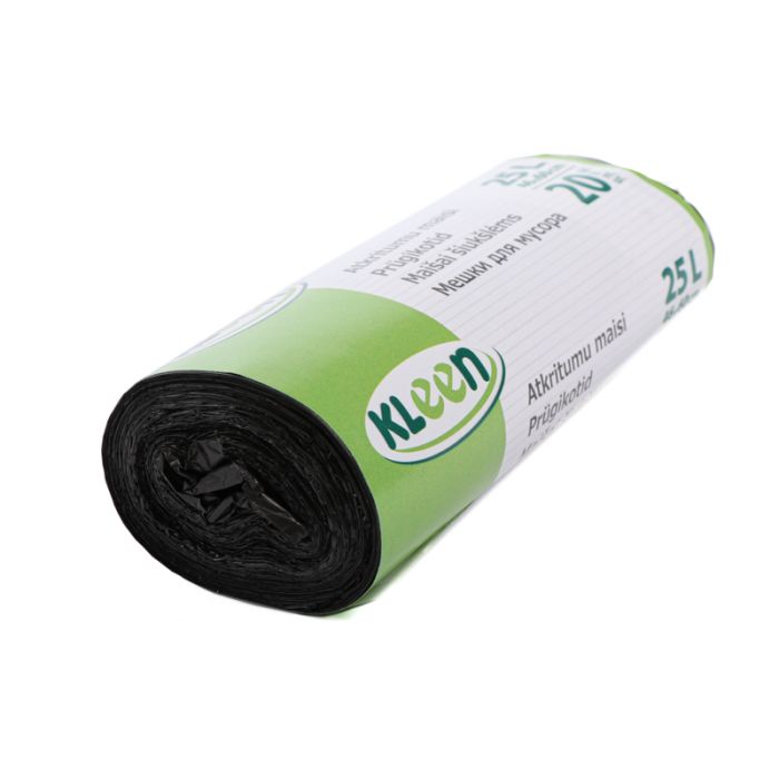 Atkritumu maisi KLEEN, 25l, HDPE, (46x60cm), 20gb/rul. Melni
