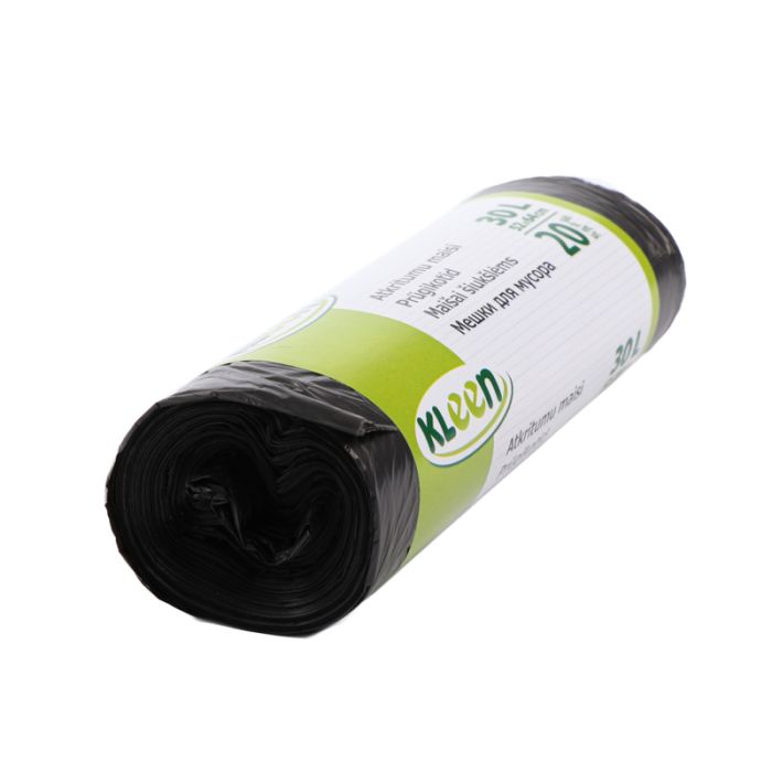 Atkritumu maisi KLEEN, 30l, HDPE, (52x64cm), 20gb/rul. Melni