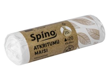 Atkritumu maisi Spino, 20l, HDPE, (45x54cm) 12my, 20gb/rul. Balts
